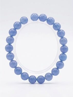 Jade Blue Jadedite Beaded Stretch Bracelet - Elegant Women’s Jewelry